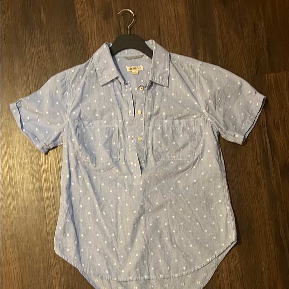 Merona Light Blue Polka Dot Blouse